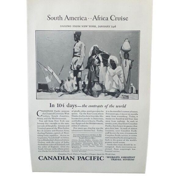 Vintage 1927 Canadian Pacific 104 Days Ad Advertisement - Picture 2 of 4